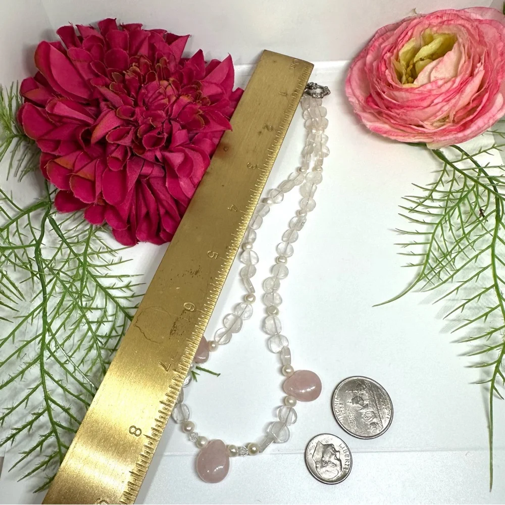 NEW⚜️Freshwater Pearl & Rose Quartz Beaded Necklace